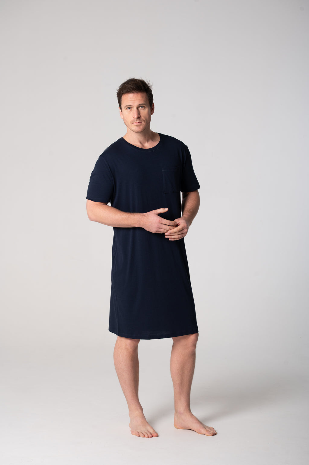 Men's Cloudsoft Jersey Short Sleeve Nightshirt - French Navy
