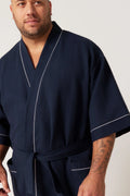 Men's Cotton Waffle Bathrobe - French Navy Robe - Contare