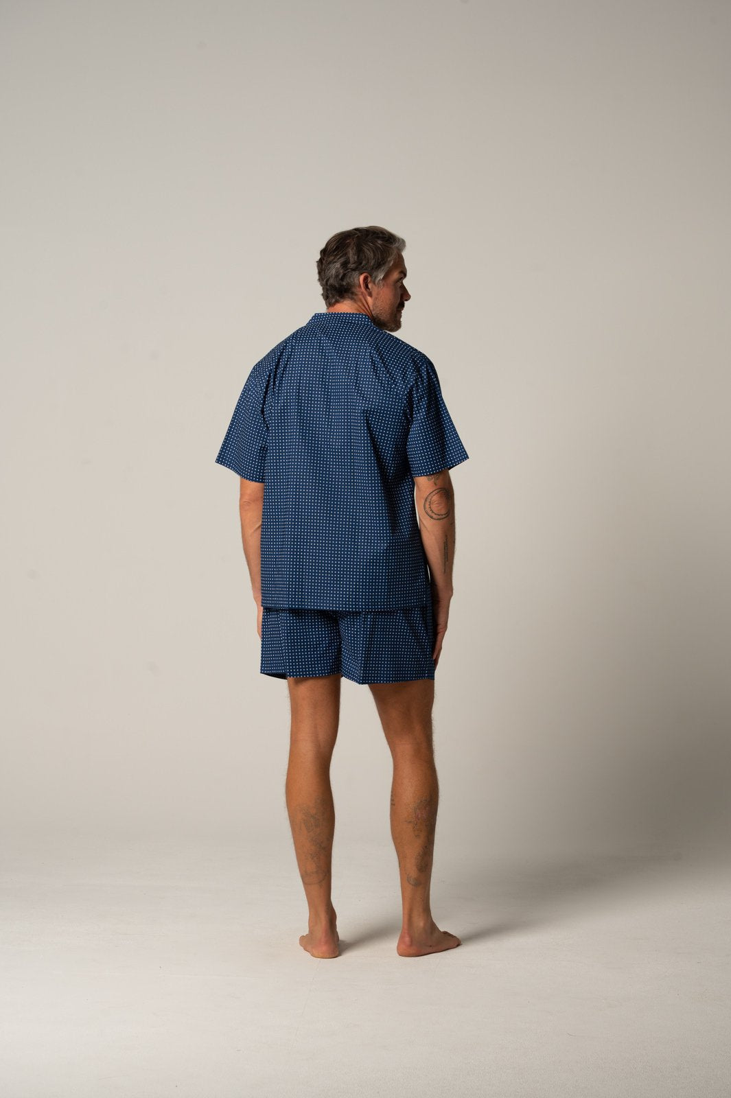 Men's Featherweight Cotton Short Sleeve Pyjama Set - Ultra Navy Pyjama Set - Contare