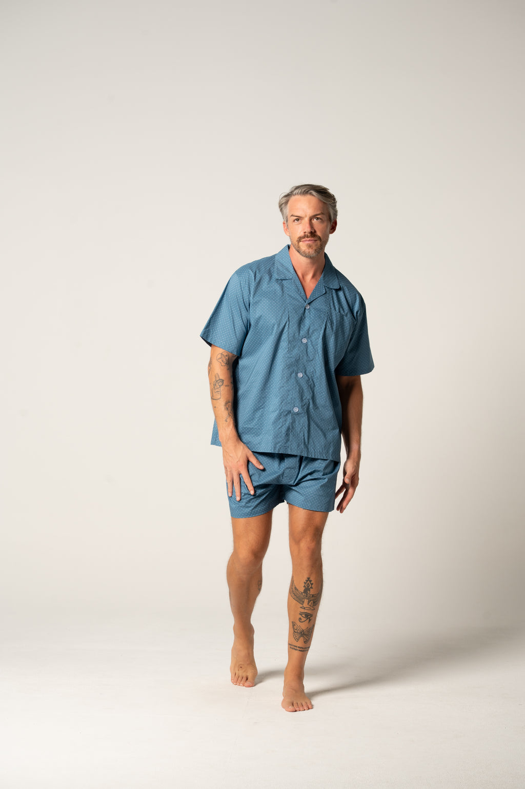 Men's Featherweight Cotton Short Sleeve Pyjama Set - Copen Symbols