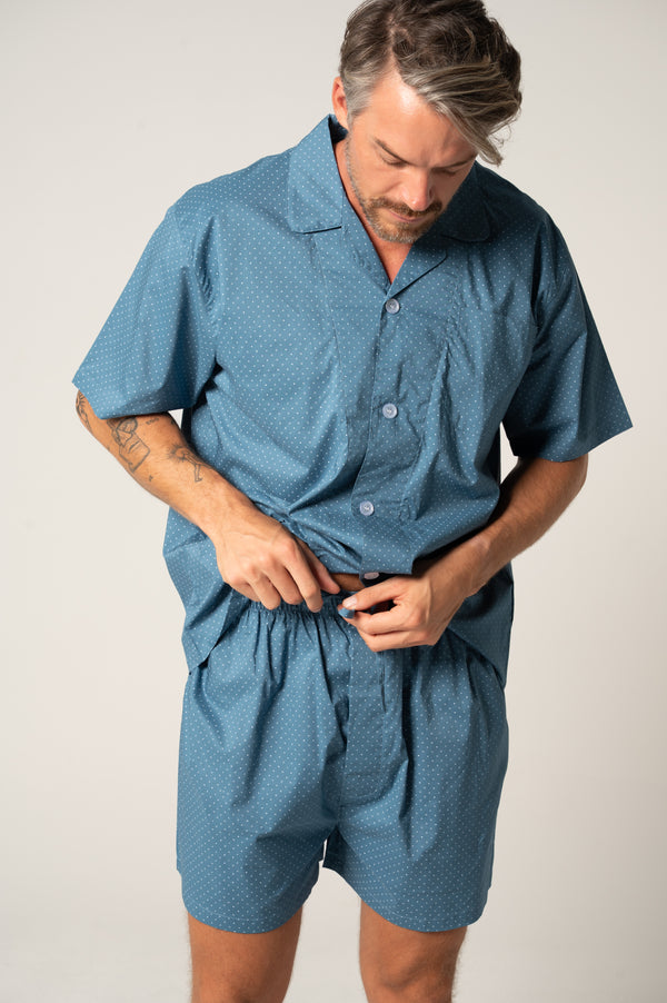 Men's Featherweight Cotton Short Sleeve Pyjama Set - Copen Symbols