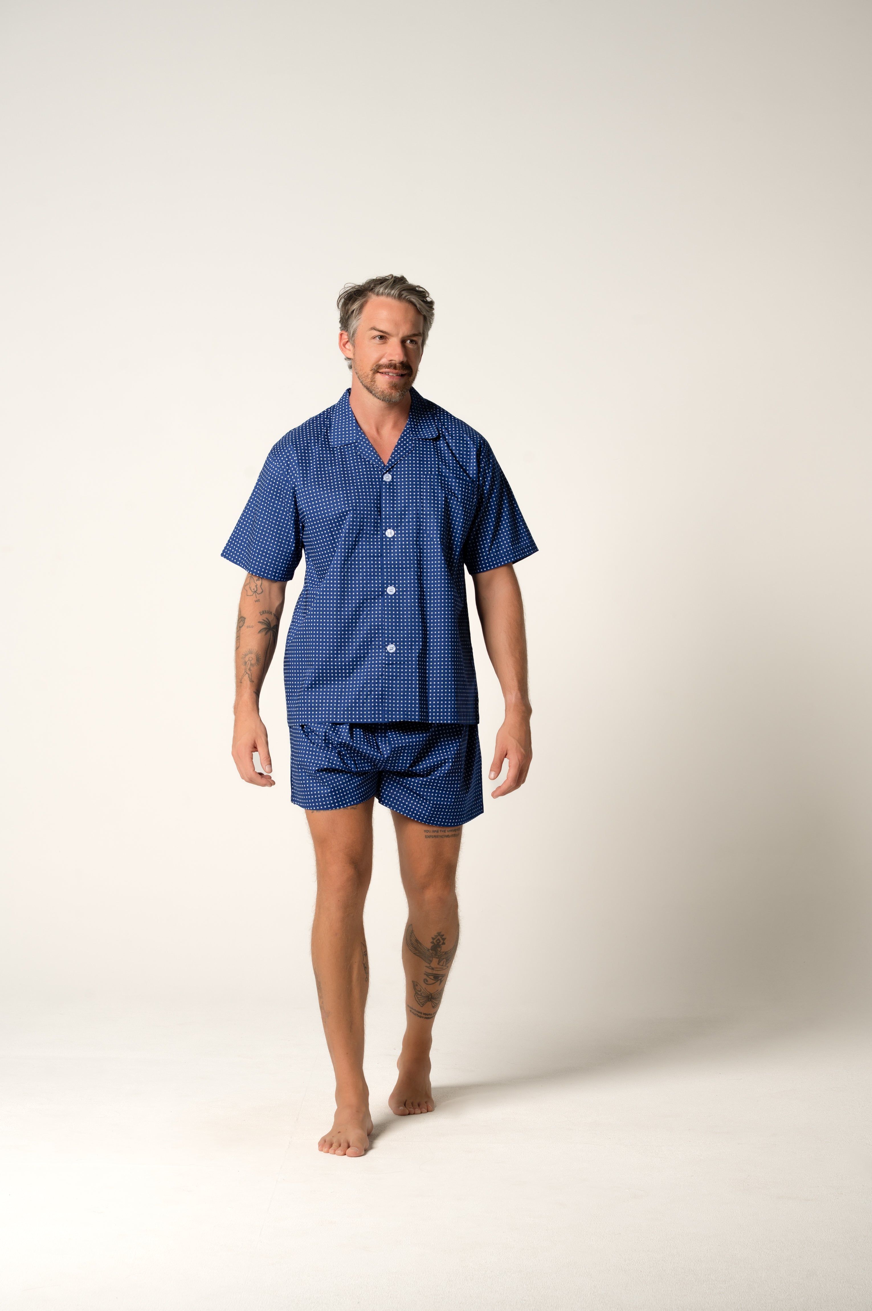 Men's Featherweight Cotton Short Sleeve Pyjama Set - Ultra Navy