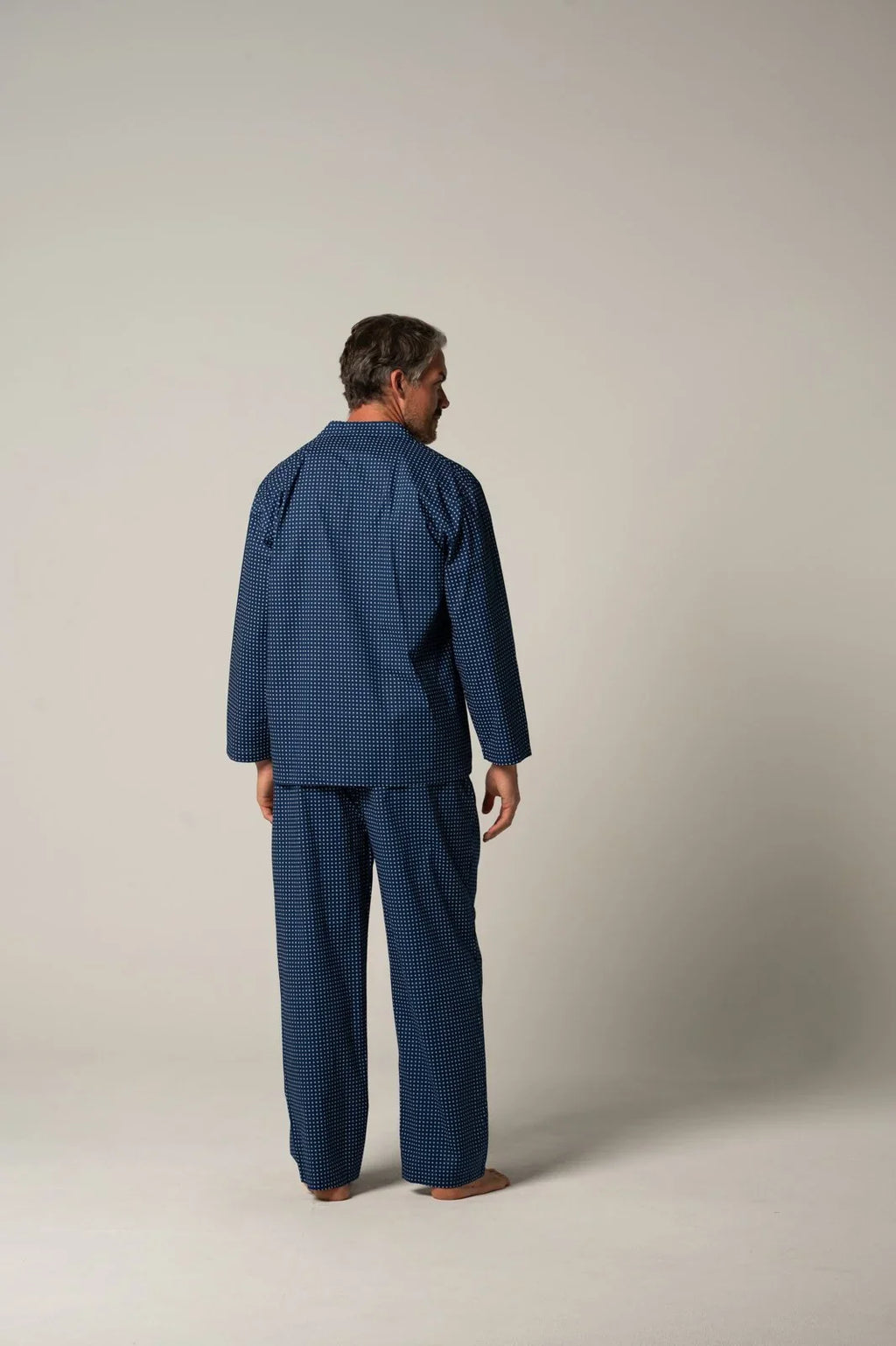 Men's Featherweight Cotton Long Sleeve Pyjama Set - Ultra Navy Pyjama Set - Contare