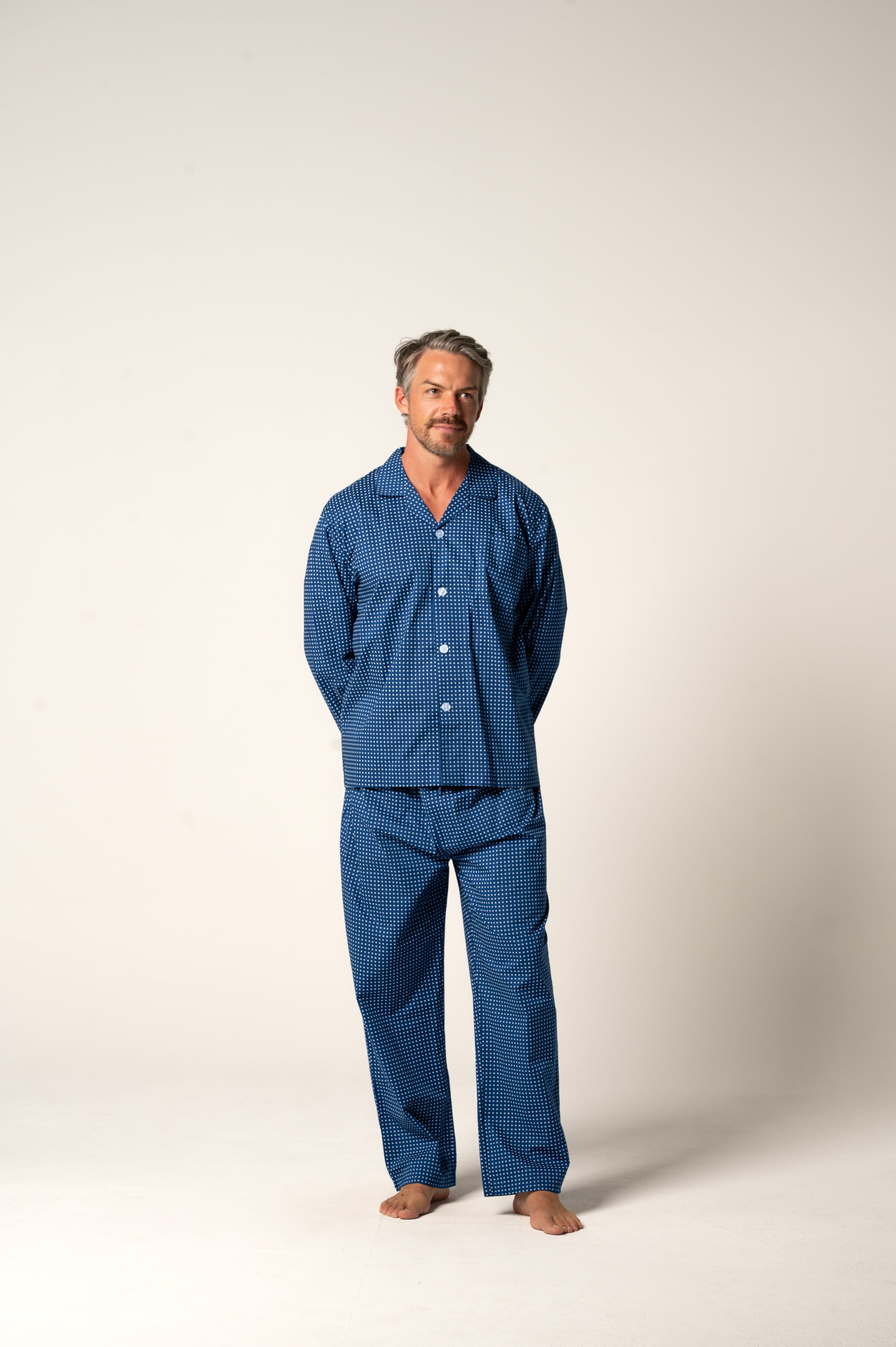 Men's Featherweight Cotton Long Sleeve Pyjama Set - Ultra Navy