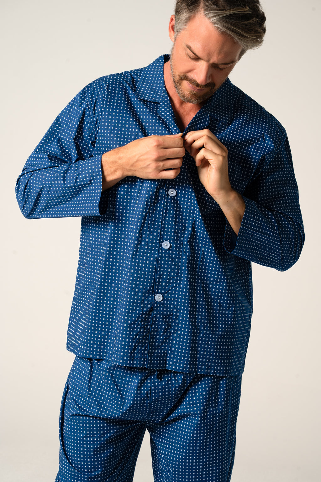 Men's Featherweight Cotton Long Sleeve Pyjama Set - Ultra Navy