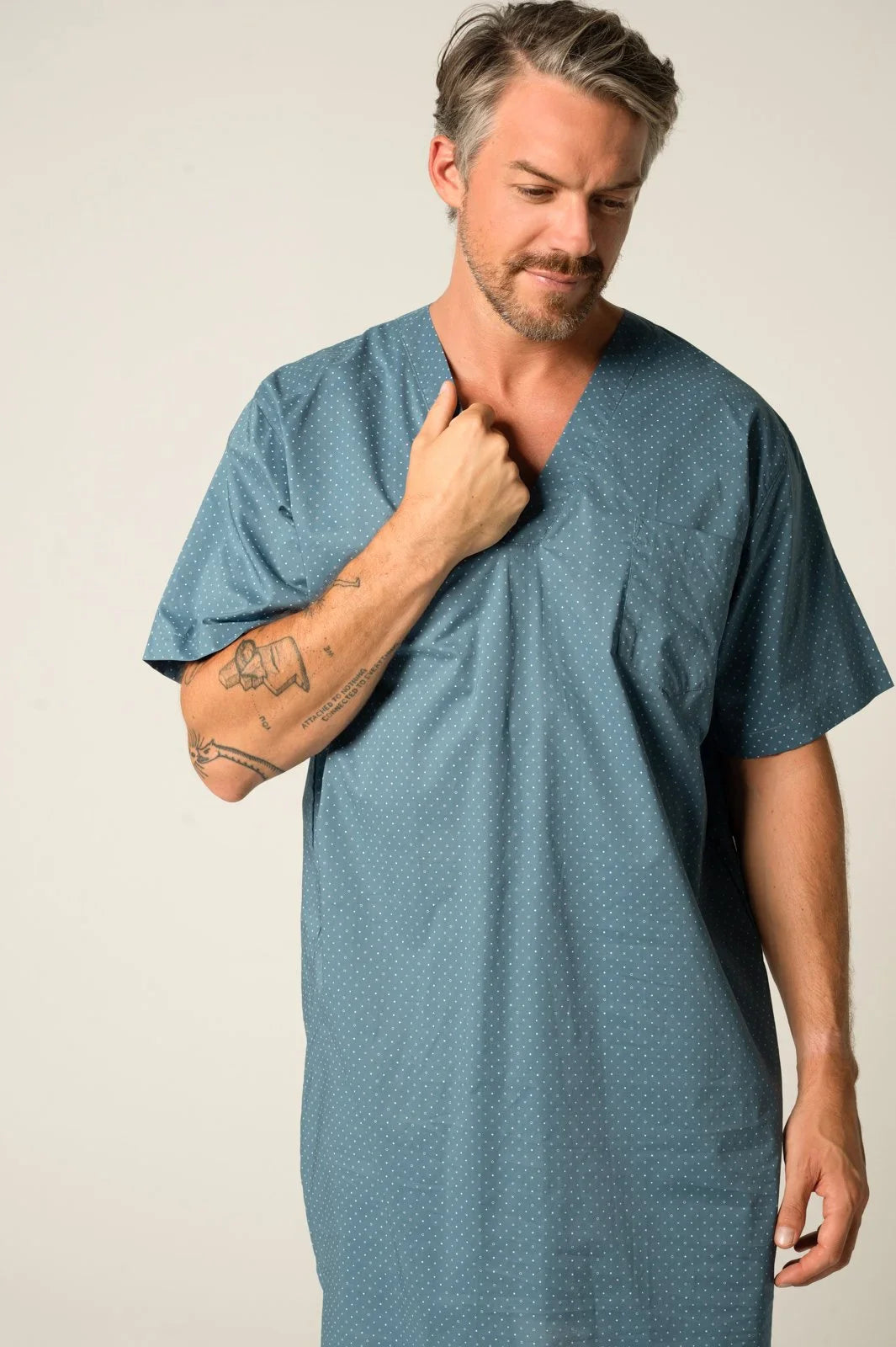 Men's Featherweight Cotton Short Sleeve Nightshirt - Copen Symbols Nightshirt - Contare