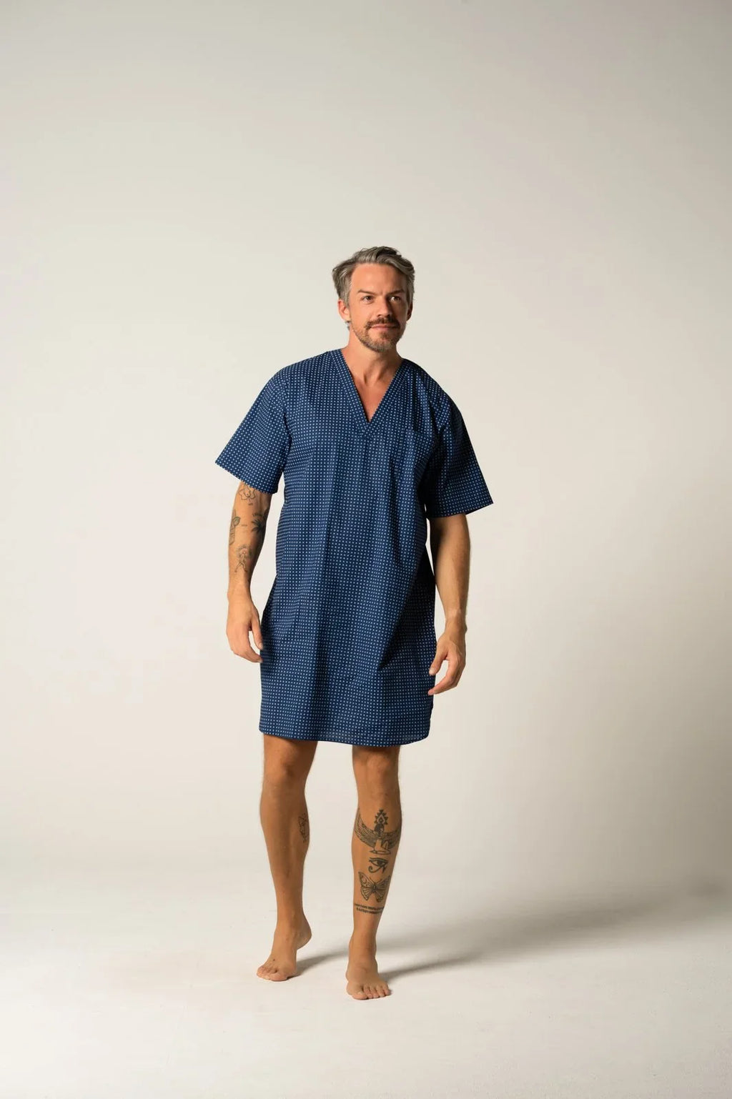 Men's Featherweight Cotton Short Sleeve Nightshirt - Ultra Navy Nightshirt - Contare
