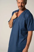 Men's Featherweight Cotton Short Sleeve Nightshirt - Ultra Navy Nightshirt - Contare
