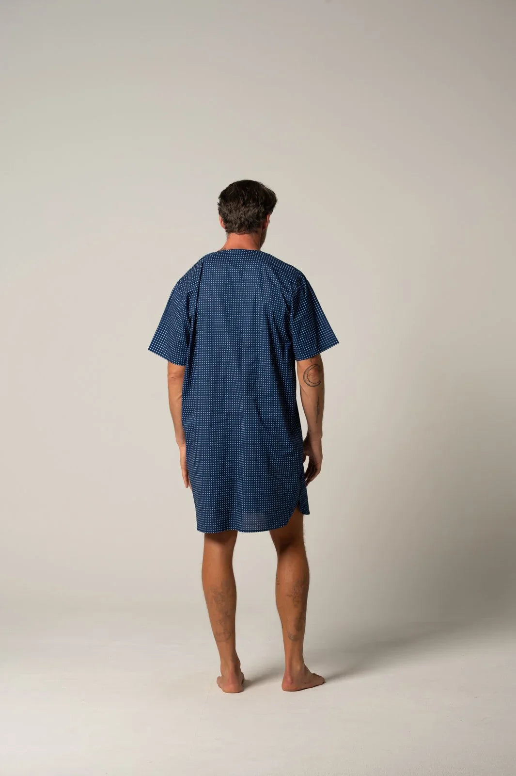 Men's Featherweight Cotton Short Sleeve Nightshirt - Ultra Navy Nightshirt - Contare