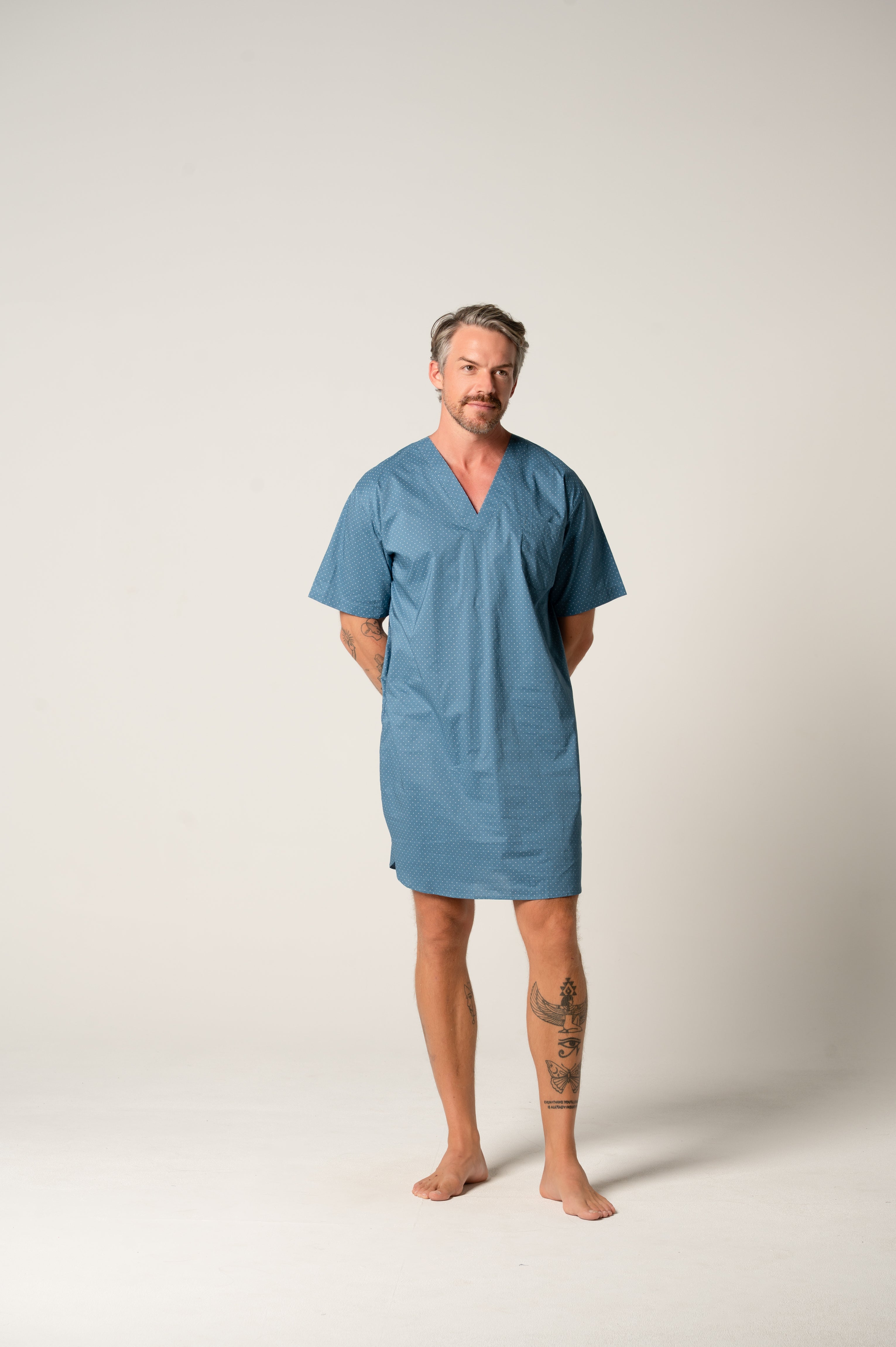 Men's Featherweight Cotton Short Sleeve Nightshirt - Copen Symbols