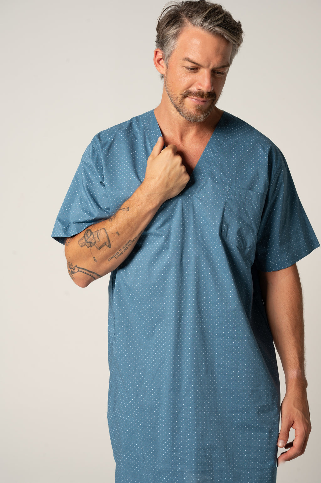 Men's Featherweight Cotton Short Sleeve Nightshirt - Copen Symbols
