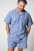 Men's Refined Cotton Short Sleeve Set - Denim Stripe