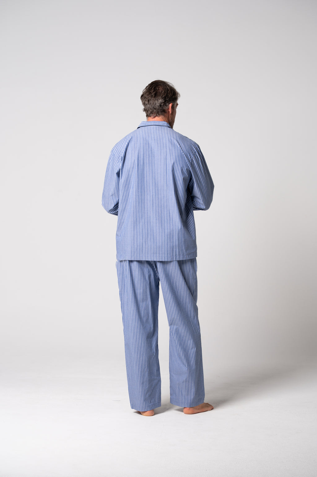 Men's Refined Cotton Long Sleeve Set - Denim Stripe