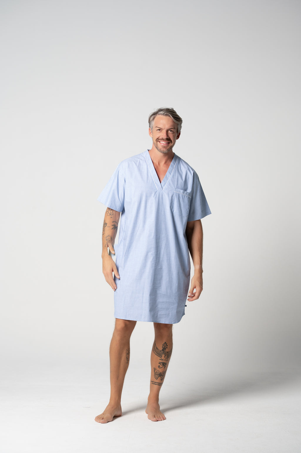 Men's Refined Cotton Short Sleeve Nightshirt - Chambray