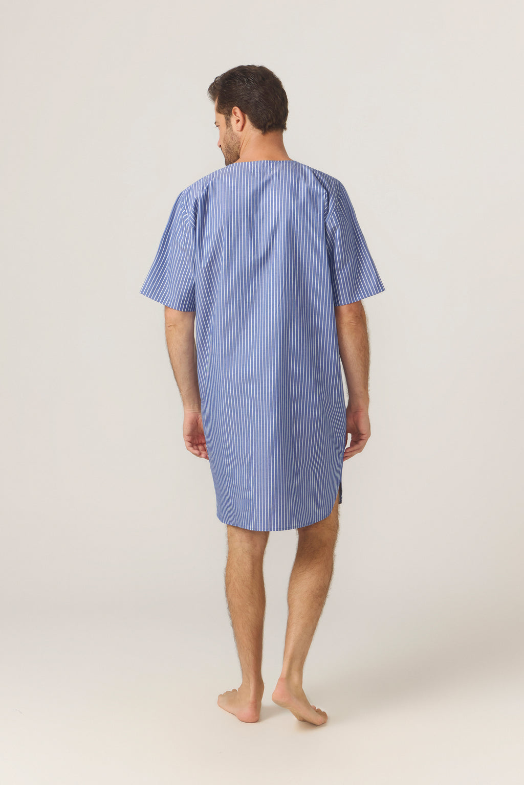 Men's Refined Cotton Short Sleeve Nightshirt - Denim Stripe