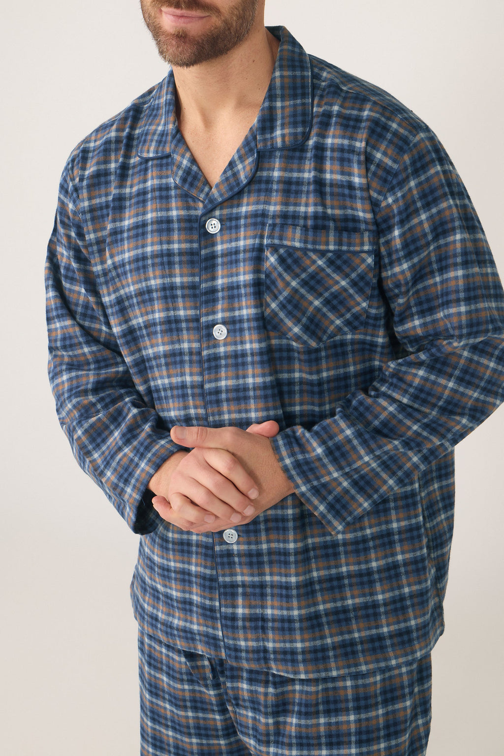 Men’s Winterweight Long Sleeve Pyjama Set – Ancestry Tartan, Chestnut Pyjamas Set - Contare