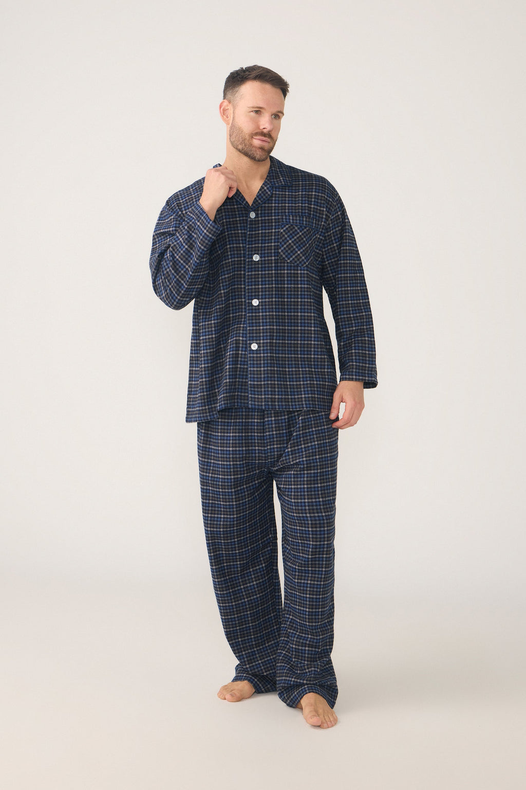 Men's Winterweight Long Sleeve Pyjama Set – Ancestry Tartan, Woodsmoke Pyjama Set - Contare