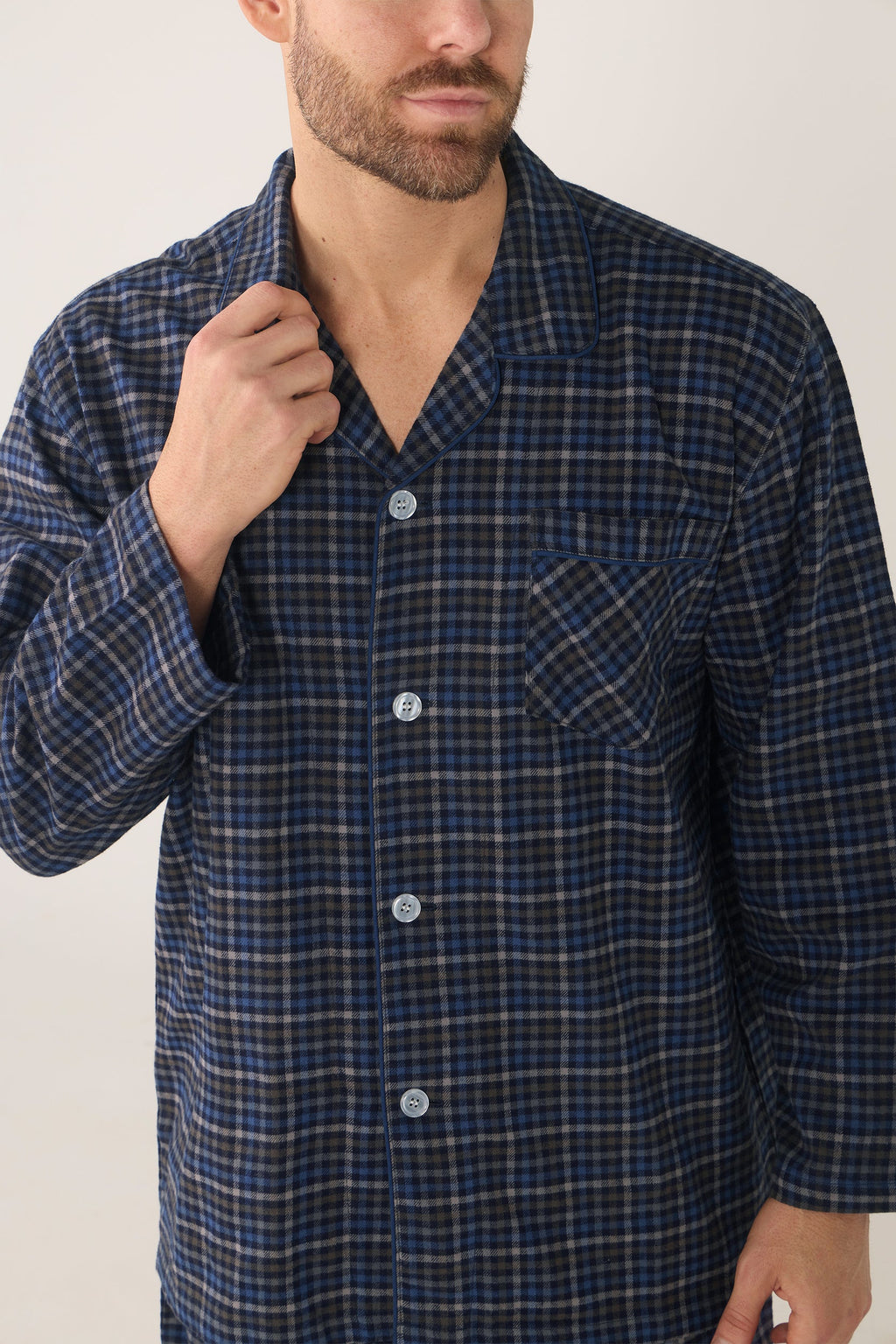 Men's Winterweight Long Sleeve Pyjama Set – Ancestry Tartan, Woodsmoke Pyjama Set - Contare