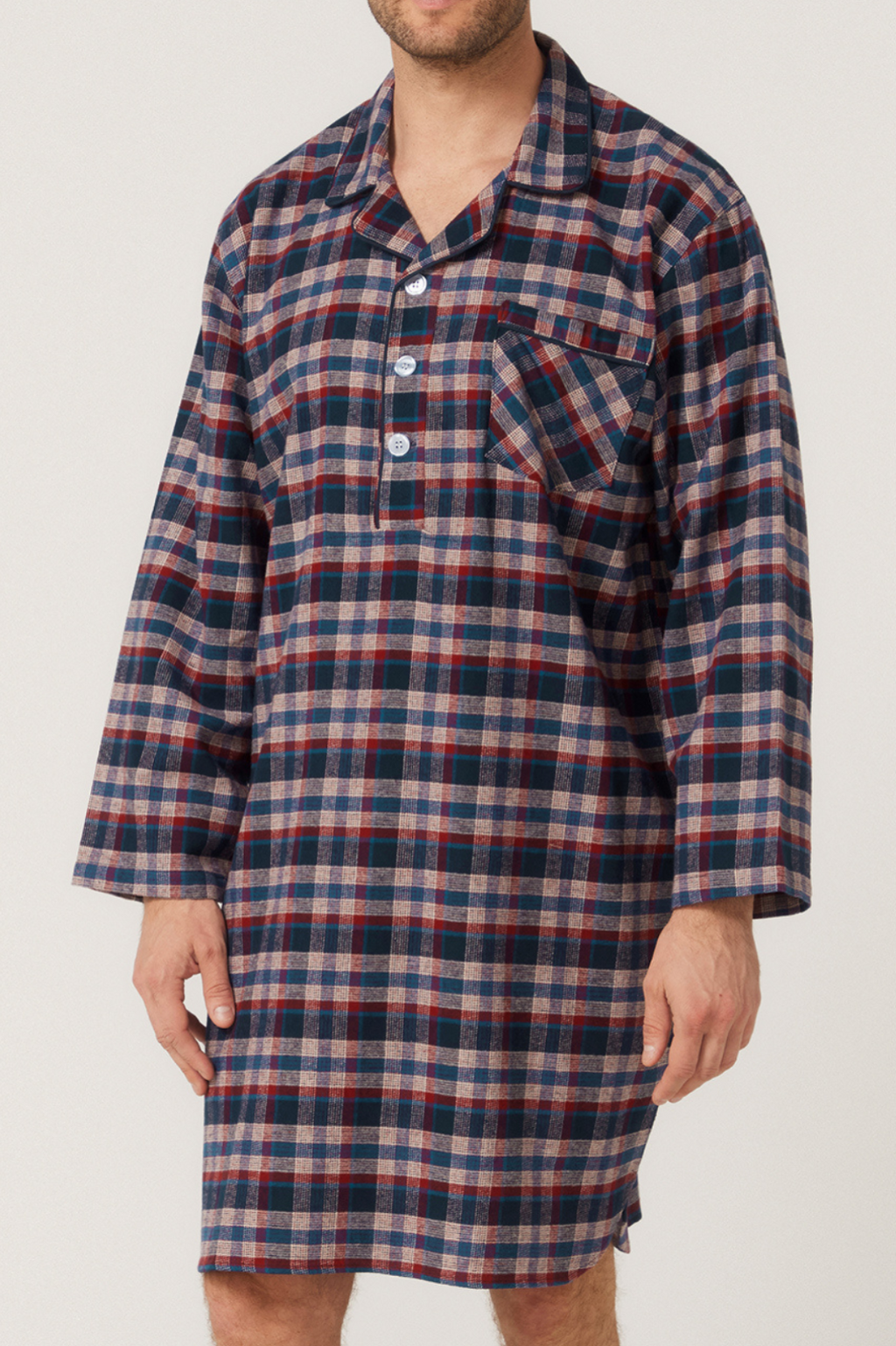 Winterweight Long Sleeve Nightshirt - Beacon Blue Nightshirts - Contare