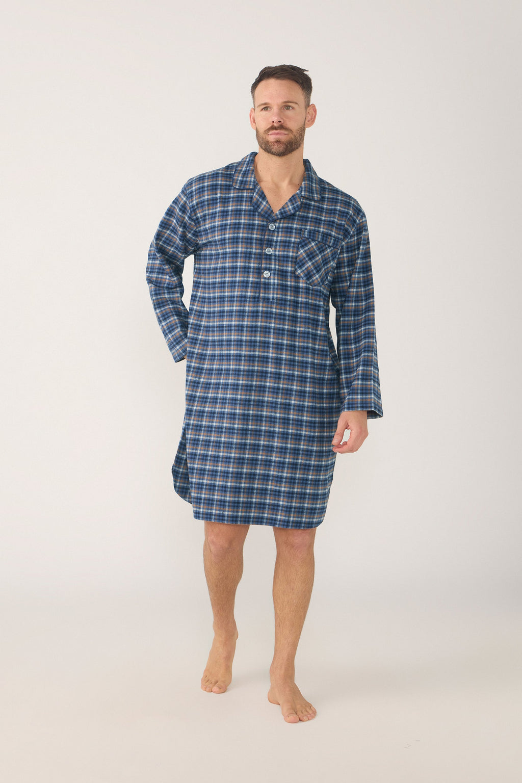 Men's Long Sleeve Knee-Length Nightshirt – Ancestry Tartan, Chestnut Nightshirt - Contare