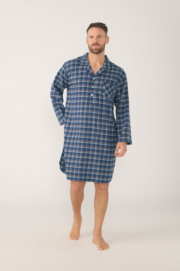 Men's Long Sleeve Knee-Length Nightshirt – Ancestry Tartan, Chestnut Nightshirt - Contare