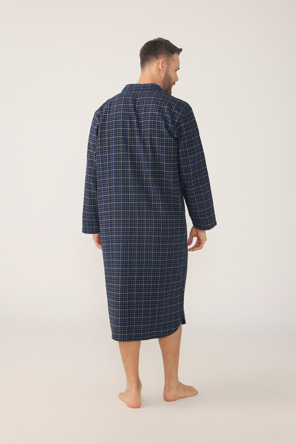 Men's Winterweight Long Sleeve Longer-Length Nightshirt – Ancestry Tartan, Woodsmoke Nightshirt - Contare