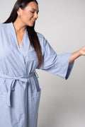 Unisex Refined Poplin Longer-Length Kimono Robe – Chambray