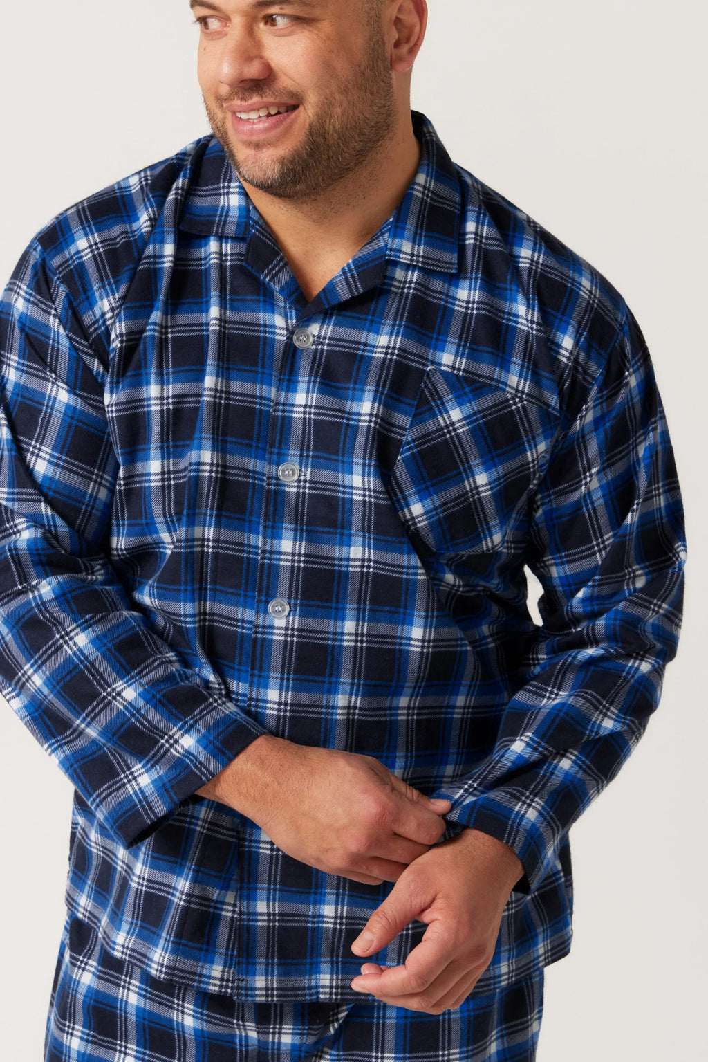 Men’s Flannelette Long Sleeve Pyjama Set – Irish Country Tartan, Blue Pyjama Sets - Contare