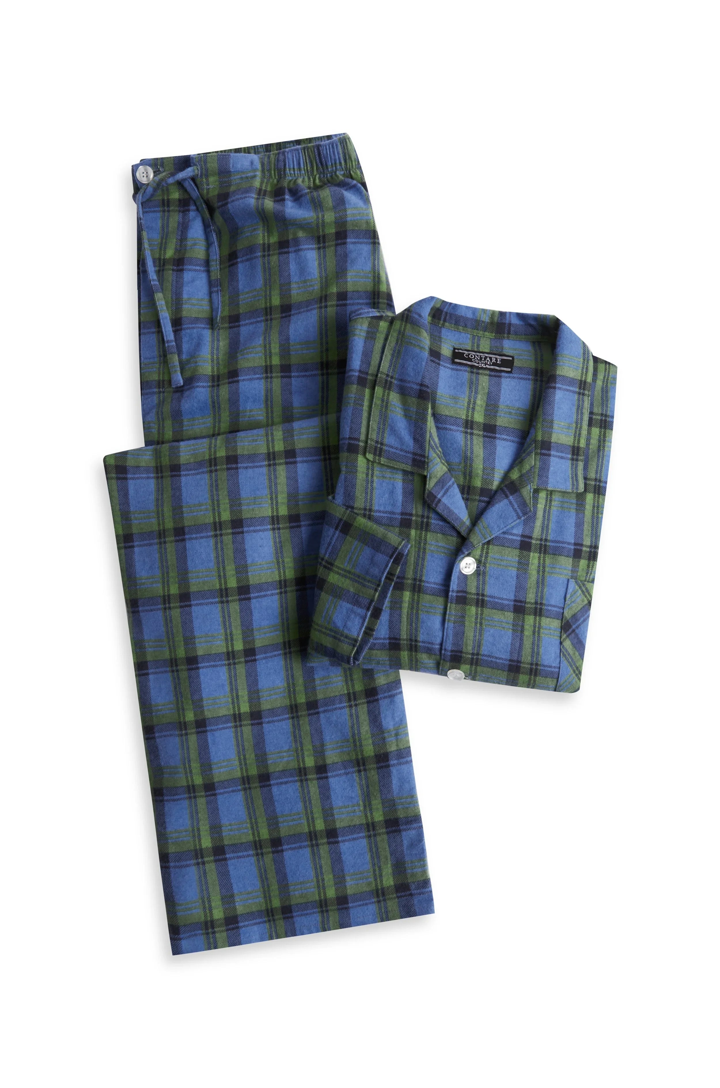 Men’s Flannelette Long Sleeve Pyjama Set – Irish Country Tartan, Green Pyjamas Set - Contare