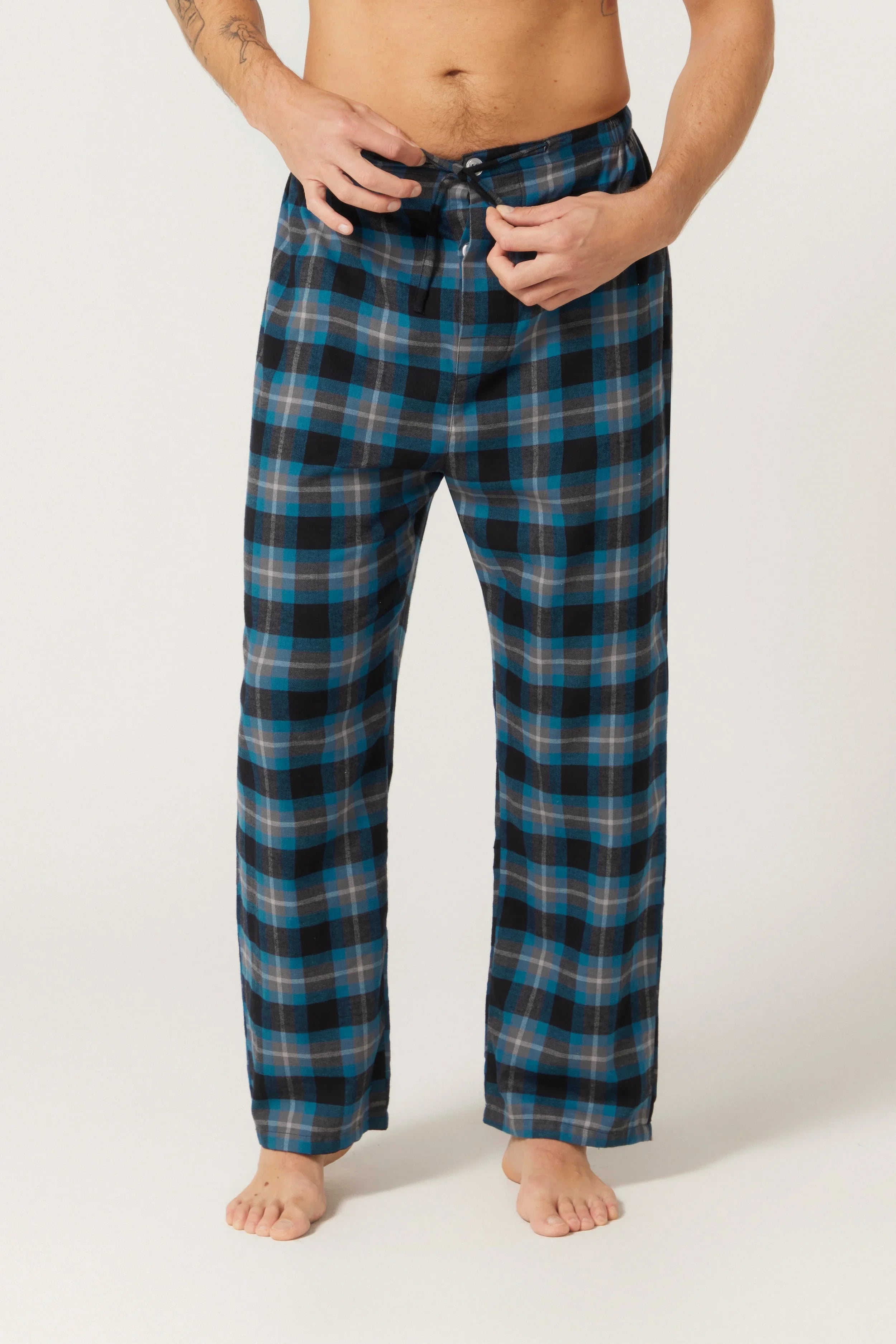 Men’s Lightweight Flannel Sleep Pants – Frontier Check Sleep Separates - Contare