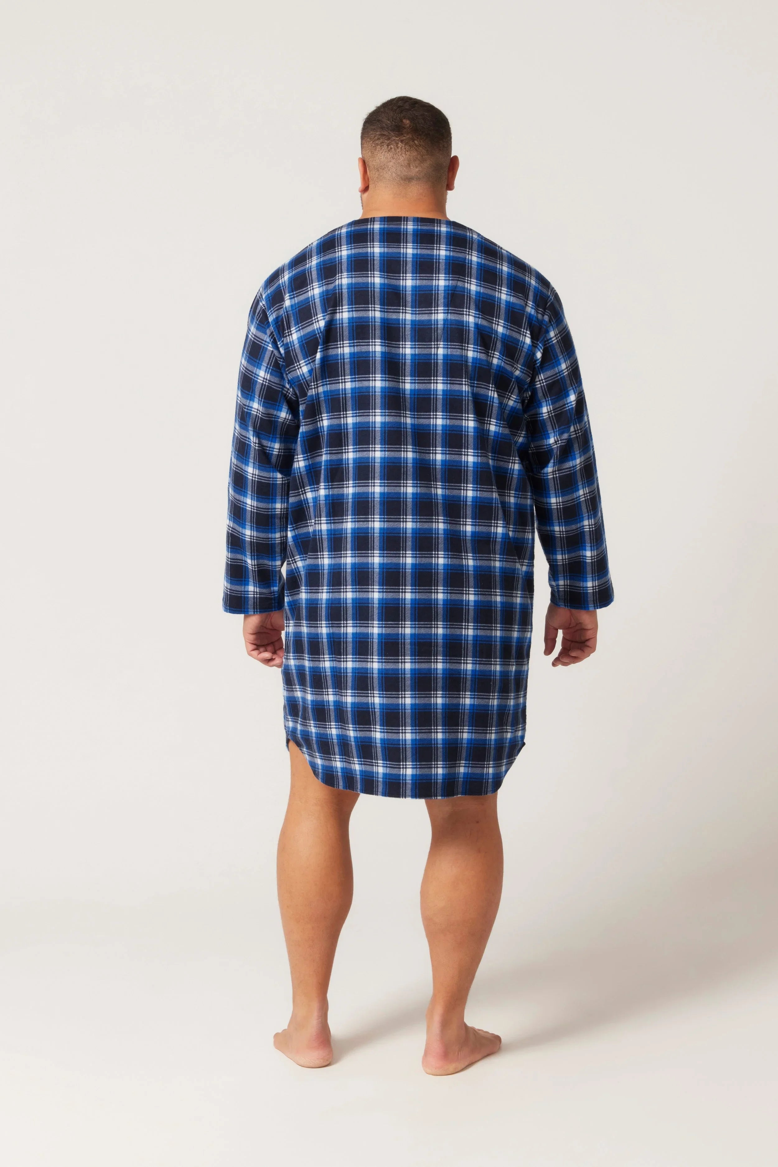 Irish Country Flannelette Nightshirt - Tartan Blue Nightshirt - Contare