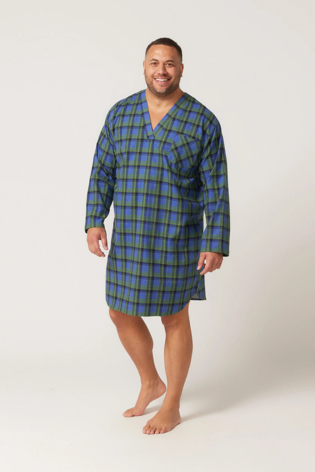 Irish Country Flannelette Nightshirt - Tartan Green