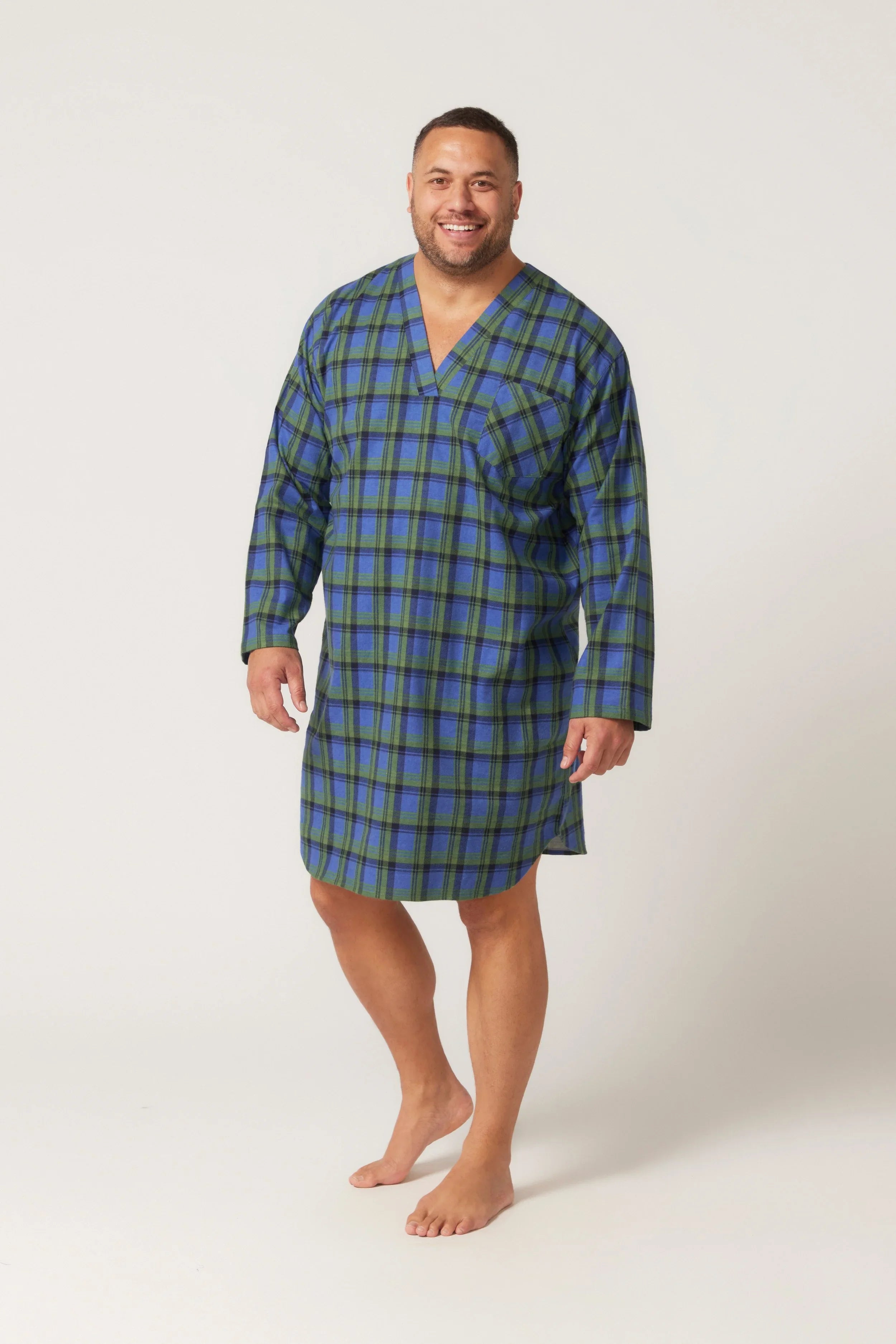 Irish Country Flannelette Nightshirt - Tartan Green