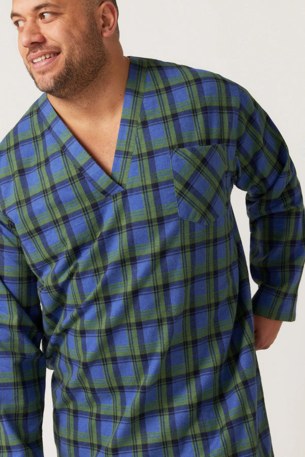 Irish Country Flannelette Nightshirt - Tartan Green