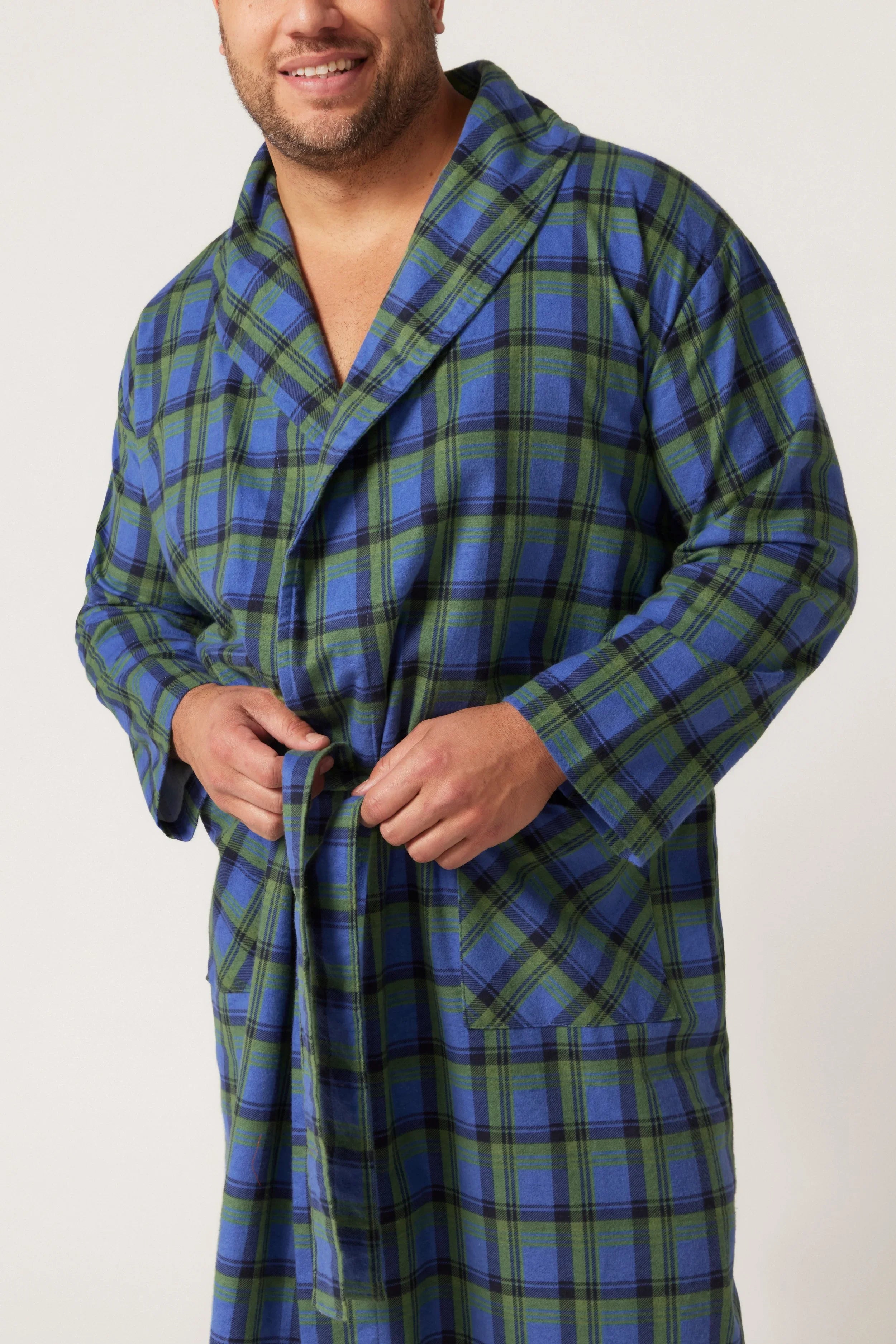 Long Sleeve Flannelette Robe - Irish Country Green Robe - Contare