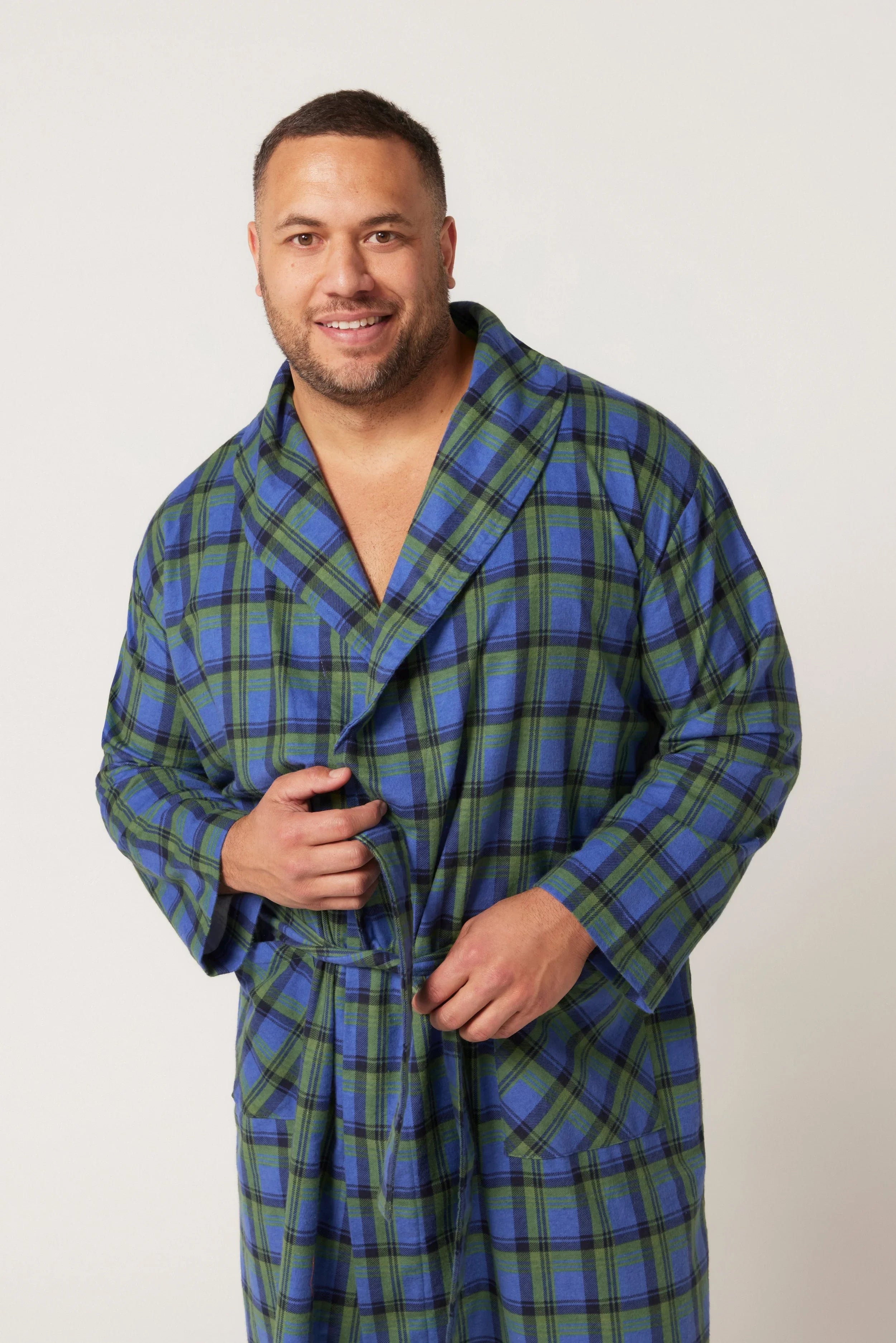 Long Sleeve Flannelette Robe - Irish Country Green Robe - Contare
