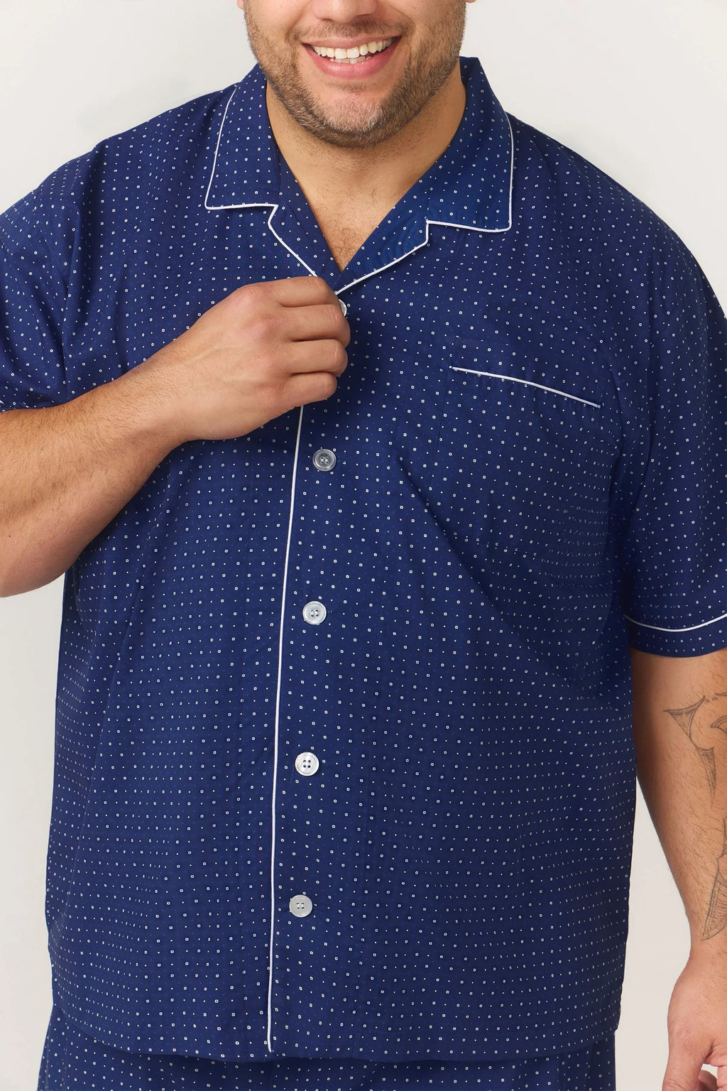 Short Sleeve Set - Symmetry Print - Navy Pyjamas Set - Contare