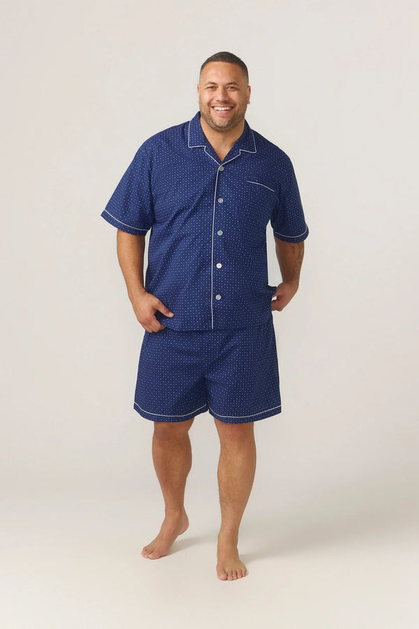 Short Sleeve Set - Symmetry Print - Navy Pyjamas Set - Contare