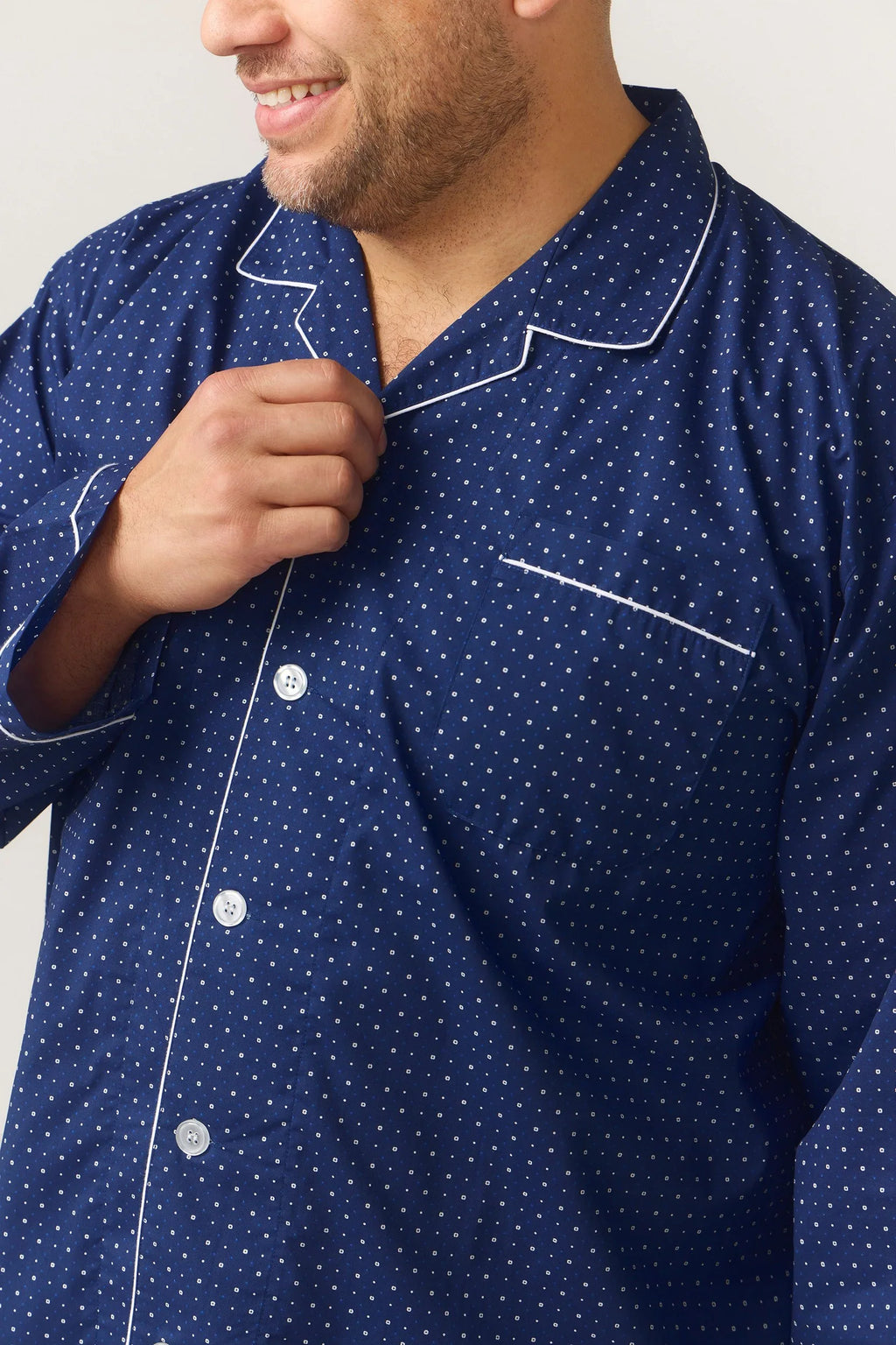 Long Sleeve Pyjama Set - Symmetry Print - Navy Pyjamas Set - Contare