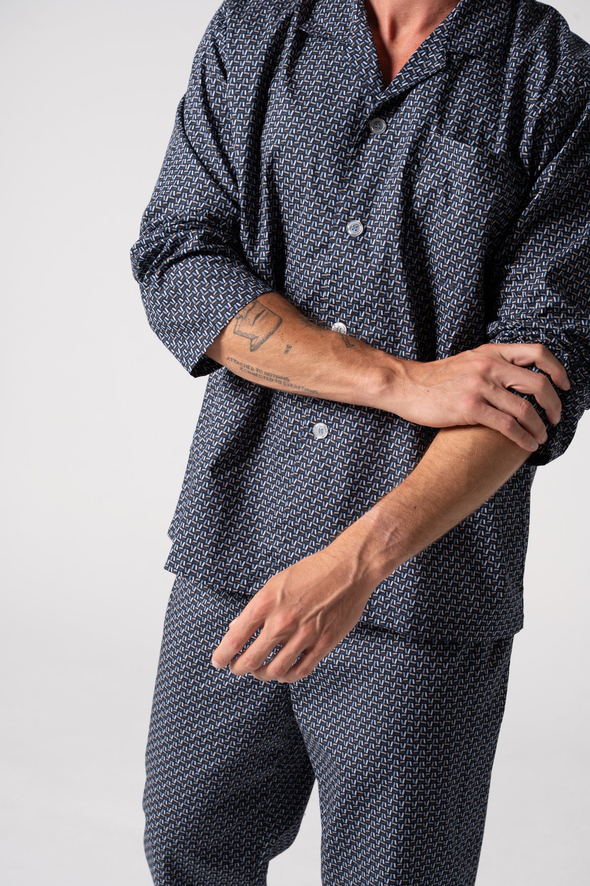 Men's Contemporary Cotton Long Sleeve Set - Nightfall Print