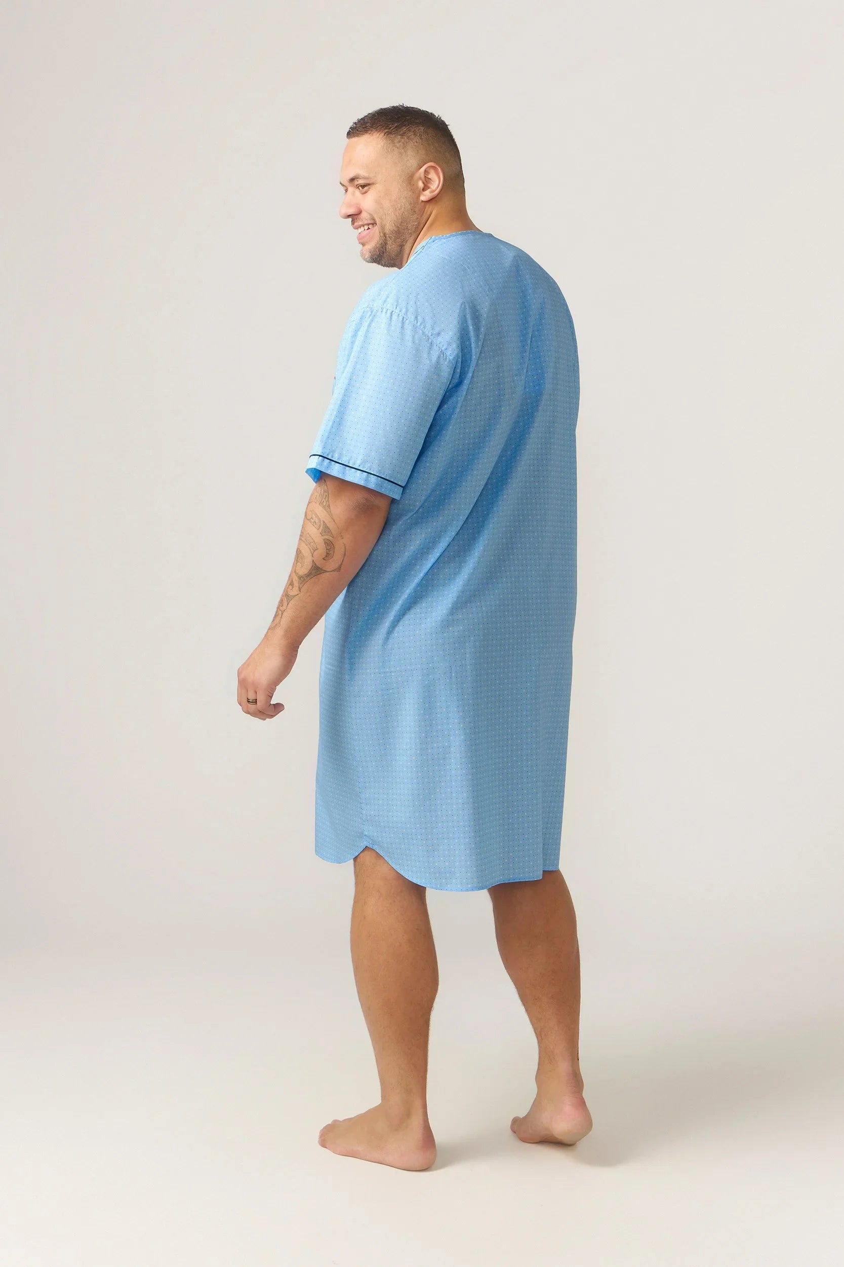 Short Sleeve Nightshirt - Symmetry Print - Light Blue Nightshirt - Contare