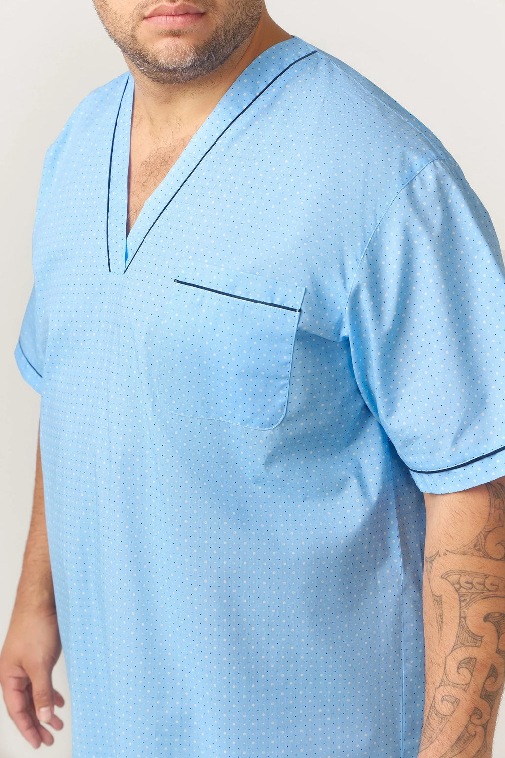 Short Sleeve Nightshirt - Symmetry Print - Light Blue Nightshirt - Contare