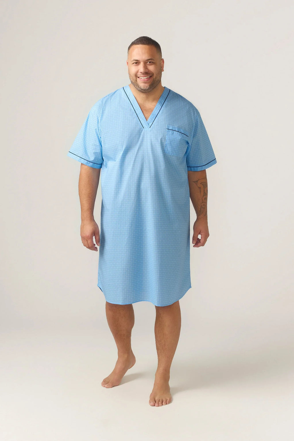 Short Sleeve Nightshirt - Symmetry Print - Light Blue Nightshirt - Contare