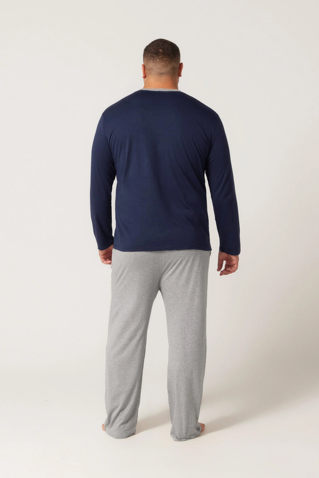 Bamboo Cotton Long Sl Set - Navy/Grey Pyjamas Set - Contare
