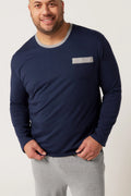 Bamboo Cotton Long Sl Set - Navy/Grey Pyjamas Set - Contare
