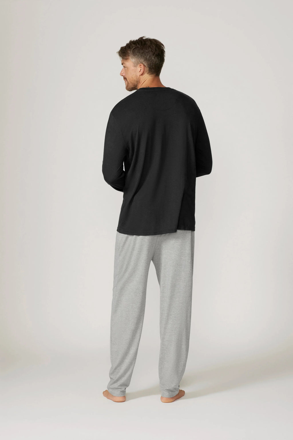 Bamboo Cotton Long Sleeve Set - Charcoal/Grey Pyjamas Set - Contare