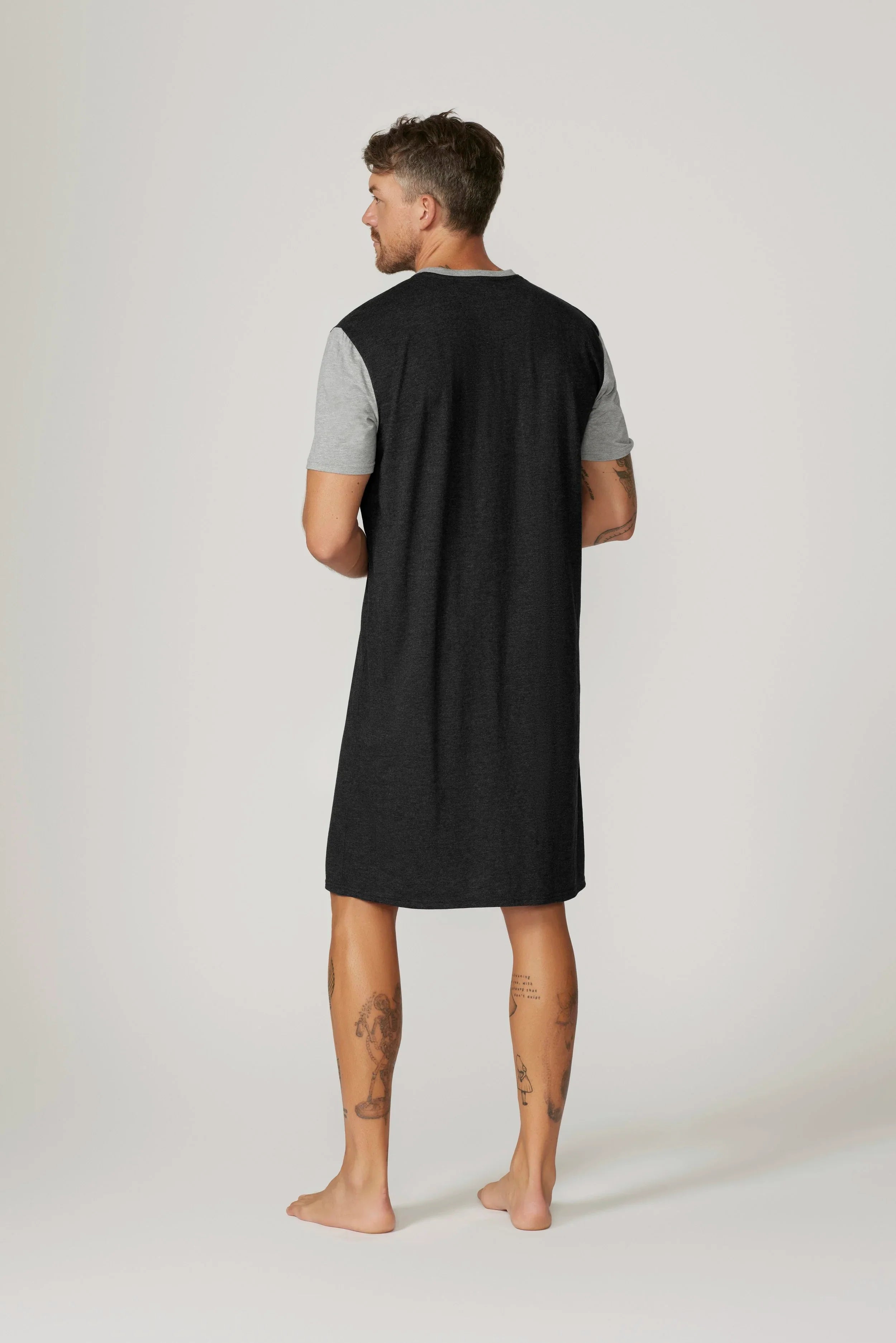 Bamboo Cotton Short Sl Nightshirt - Charcoal/Grey Nightshirt - Contare