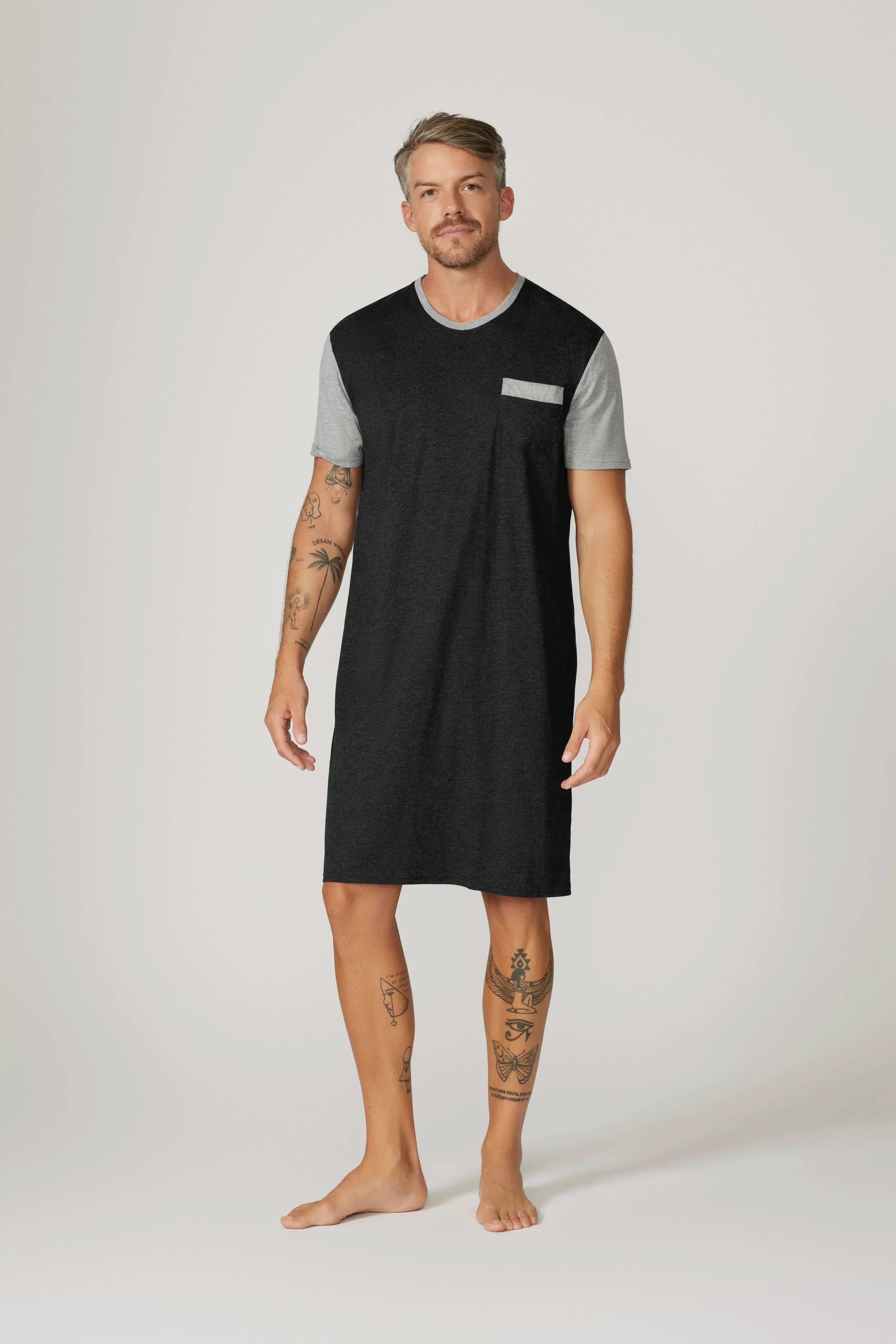 Bamboo Cotton Short Sl Nightshirt - Charcoal/Grey Nightshirt - Contare