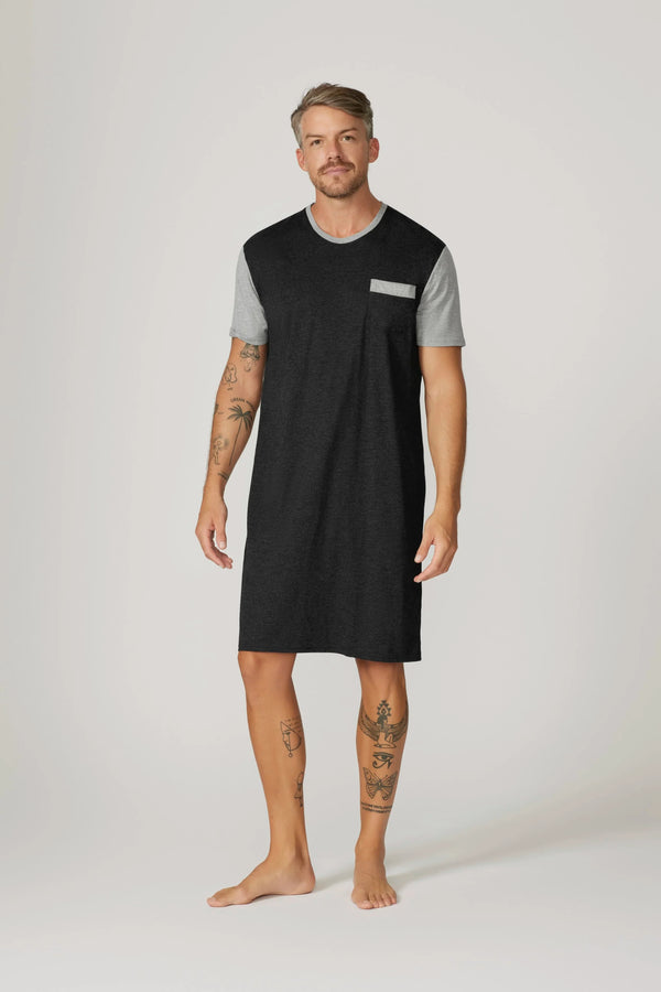 Bamboo Cotton Short Sl Nightshirt - Charcoal/Grey Nightshirt - Contare