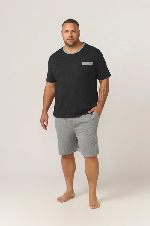 Bamboo Cotton Short Sleeve Set - Charcoal/Grey Pyjama Sets - Contare